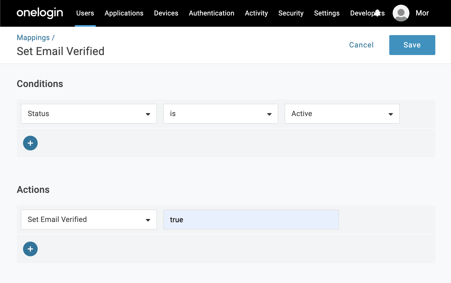 Onelogin Email Verified Mapping Rule